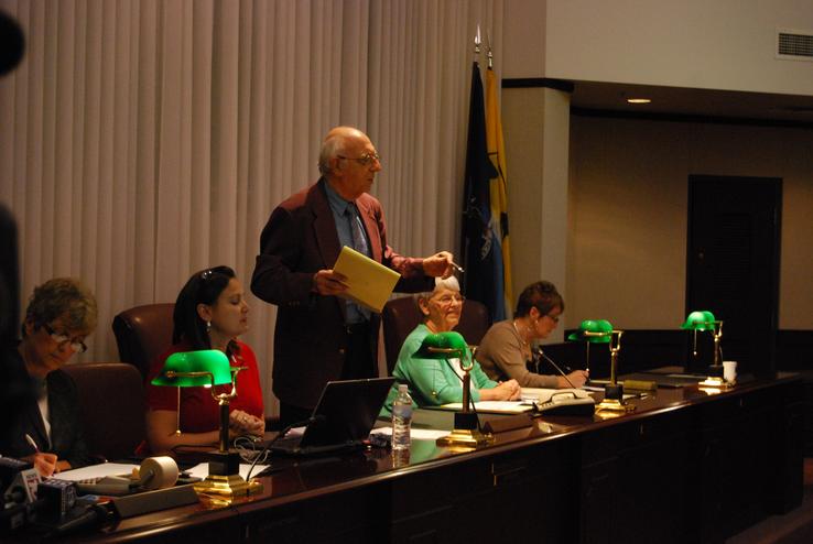 Livingston County Republican Committee Chairman Lowell Conrad asks for nominations from committee members Thursday night in Geneseo. Eric Scheiner received the first nomination and a plurality of seconds, reflected in the heavily skewed vote of the committee to select him as the GOP nominee.